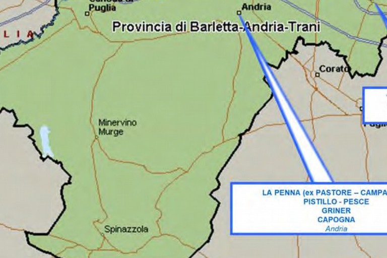 Mappa della presenza dei sodalizi criminali nel territorio della Bat contenuta nella relazione Dia relativa al secondo semestre 2021